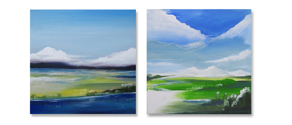jeweils 40cm x 40cm Landschaft in Acryl