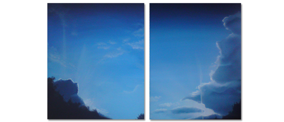 jeweils 30cm x 20cm Wolken in Acryl